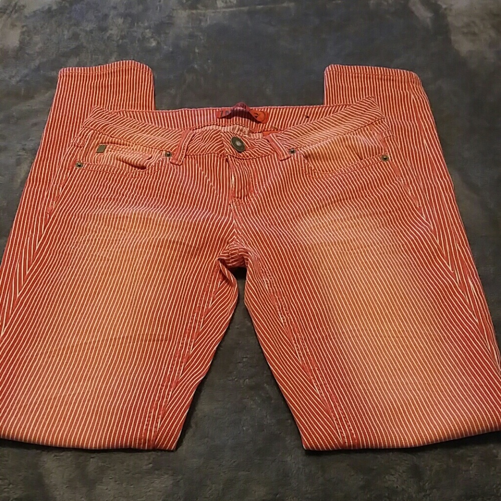 Zana Di vintage red and white stripe skinny jeans size 7